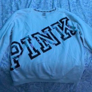This is a Pink crew neck with a marbled Pink logo